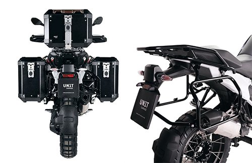 BMW R1300GS 侧架套件，与原装 BMW R 1200 GS、R 1250 GS 铝箱或 Atlas 模型 Unit Garage 铝袋兼容。