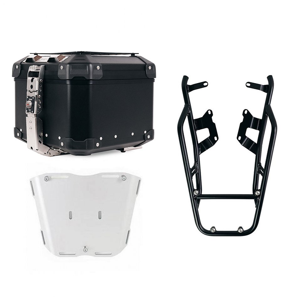 Atlas 44L 通用铝合金尾箱 + NineT行李架，带乘客把手，用于固定顶箱板