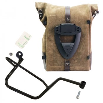 纯色侧包，采用二层牛皮制成 + 摩托古兹V7右侧车架