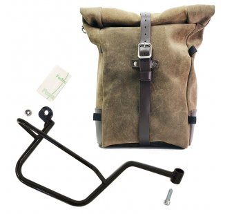 纯色侧包，采用二层牛皮制成 + 摩托古兹V7右侧车架