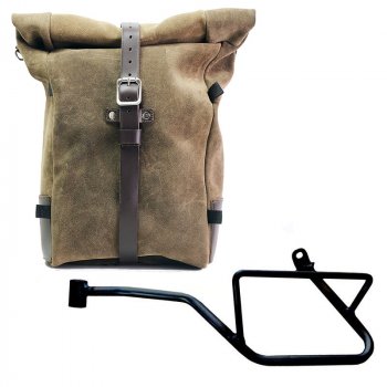 纯色侧包，采用二层牛皮制成 + Moto Guzzi V7 EURO5 左车架