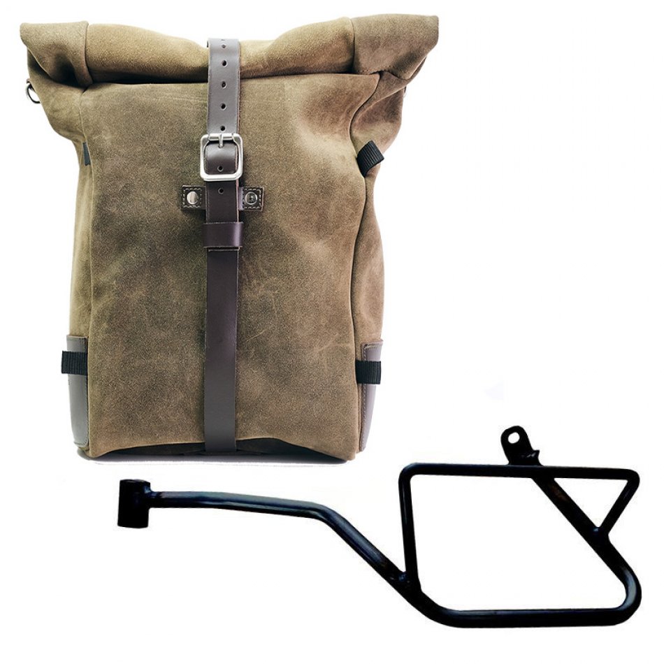 纯色侧包，采用二层牛皮制成 + Moto Guzzi V7 EURO5 左车架