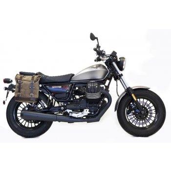 侧袋采用分体皮革+ Guzzi V9 Bobber框架
