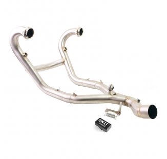 钛合金排气歧管（无催化转化器，焊接痕迹可见）+发动机故障指示灯，符合欧5+标准，适用于宝马R12 NineT