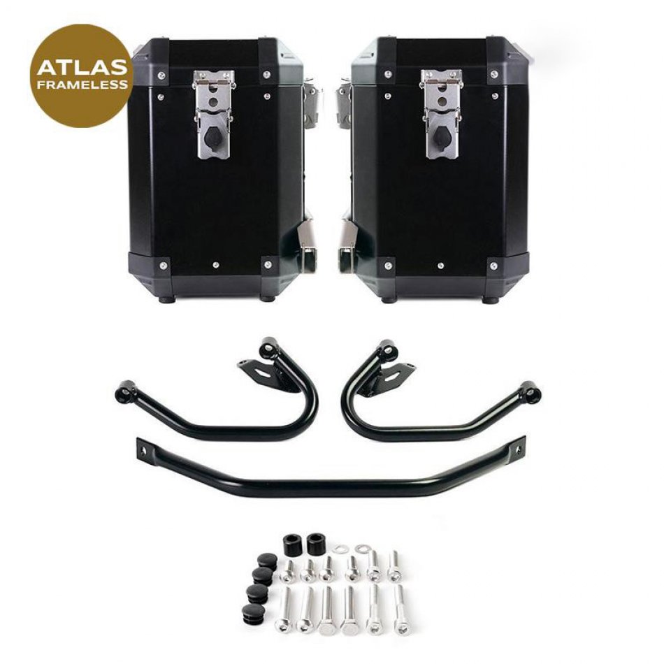 一对 Atlas 无框铝制包袋 47L+47L + 适用于 BMW R1300GS 无框包袋的固定系统