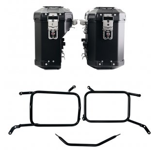 Atlas铝制旅行包一对 39升+32升 + Moto Guzzi V85 TT（2024 年起）铝制边箱框架黑色