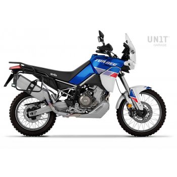 一对 Atlas 40L + 34L 铝制袋子，带 Aprilia Tuareg 660 框架