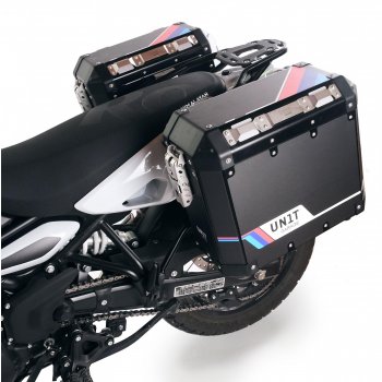 一对 Atlas 铝制马鞍袋 40L+34L + Royal Enfield Himalayan 450 铝制马鞍袋框架，适用于售后排气系统（2024 年起）