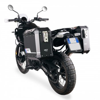一对 Atlas 铝制马鞍袋 40L+34L + Royal Enfield Himalayan 450 铝制马鞍袋框架，适用于售后排气系统（2024 年起）