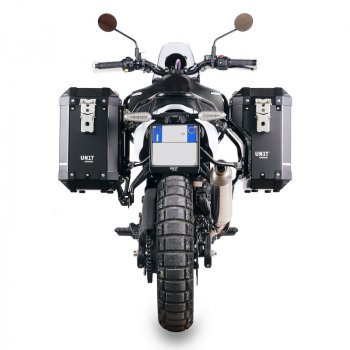 一对 Atlas 铝制马鞍袋 40L+34L + Royal Enfield Himalayan 450 铝制马鞍袋框架，适用于售后排气系统（2024 年起）