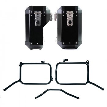 一对 Atlas 铝制马鞍袋 40L+34L + Royal Enfield Himalayan 450 铝制马鞍袋框架，适用于售后排气系统（2024 年起）