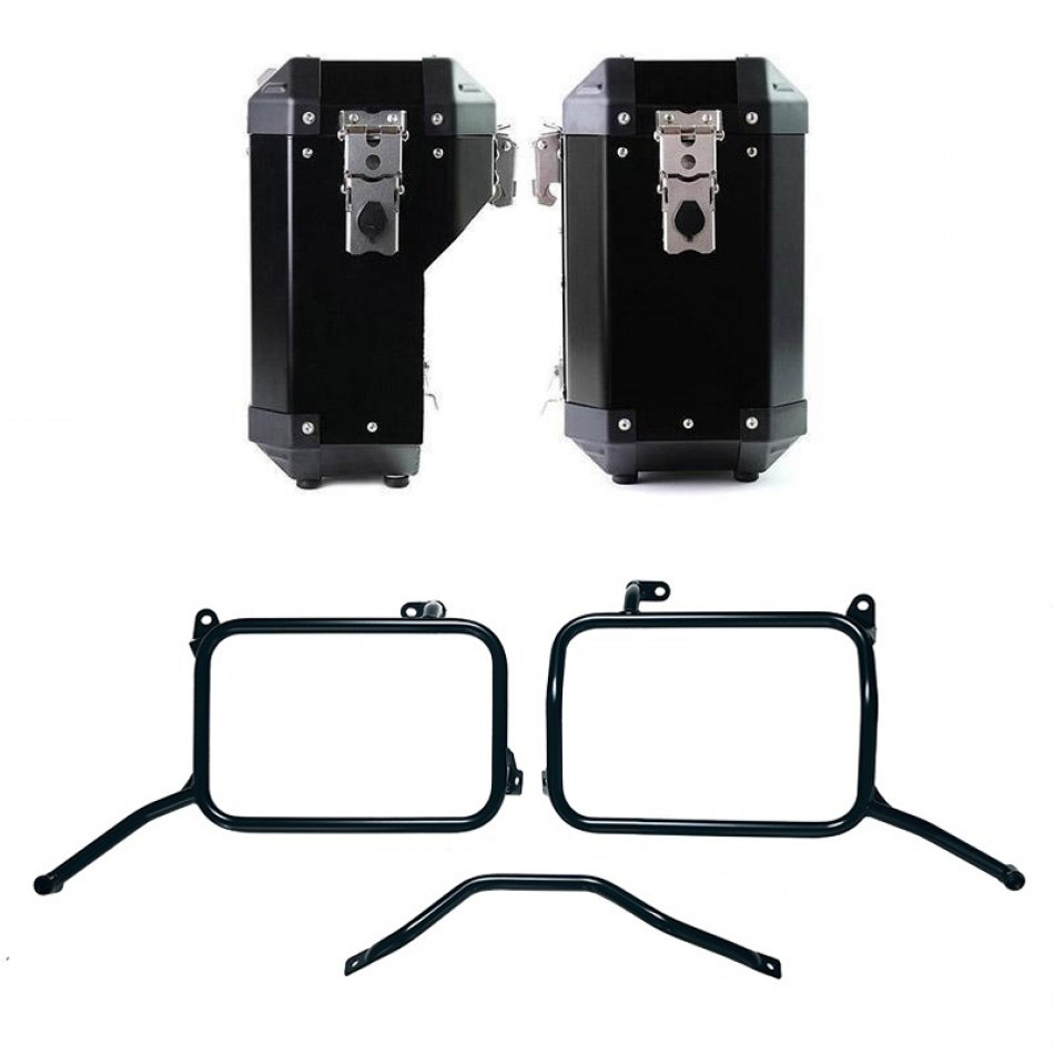 一对 Atlas 铝制马鞍袋 40L+34L + Royal Enfield Himalayan 450 铝制马鞍袋框架，适用于售后排气系统（2024 年起）