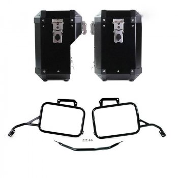 一对 Atlas 47L + 41L 铝包，带 Aprilia Tuareg 660 车架