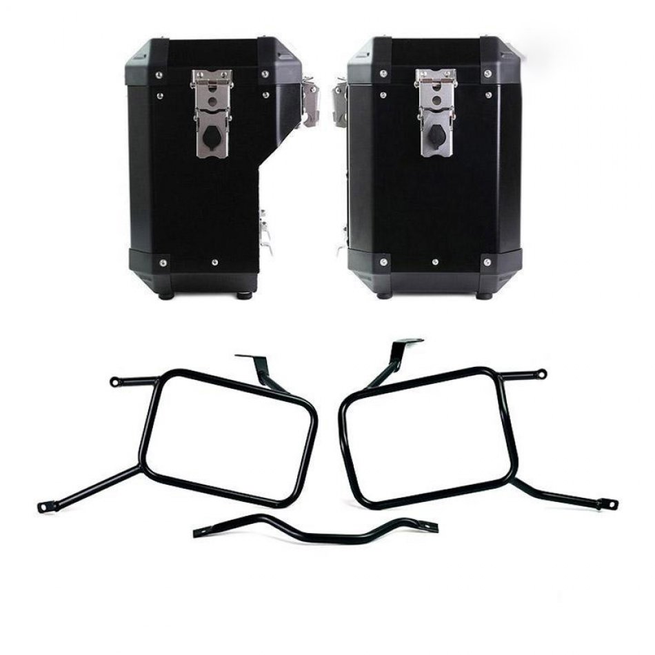 一对 Atlas 47L + 41L 铝制袋子，带 Triumph Street Scrambler 框架