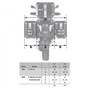 一对 Atlas 铝包 47L+41L + 车架 适用于 BMW R1300GS 铝包