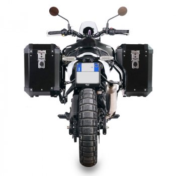 一对 Atlas 铝制马鞍袋 47L+41L + Royal Enfield Himalayan 450 铝制马鞍袋框架，适用于售后排气系统（2024 年起）