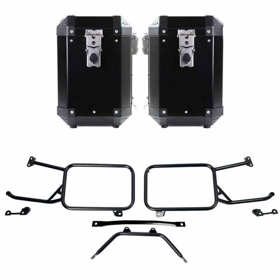 Atlas 铝合金 47L+47L 包袋搭配 Moto Guzzi Stelvio 车架（2024 年起）