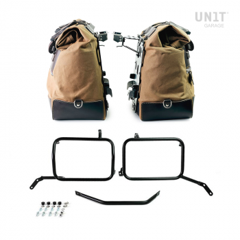 一对 Cult 帆布 40L - 50L 侧袋 + 一对铝板 + Moto Guzzi V85TT 黑色铝制包框