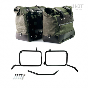 一对 Cult 帆布 40L - 50L 侧袋 + 一对铝板 + Moto Guzzi V85TT 黑色铝制包框