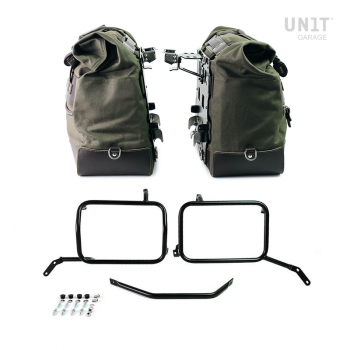 一对 Cult 帆布 40L - 50L 侧袋 + 一对铝板 + Moto Guzzi V85TT 黑色铝制包框