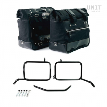 一对 Cult 帆布 40L - 50L 侧袋 + 一对铝板 + Moto Guzzi V85TT 黑色铝制包框