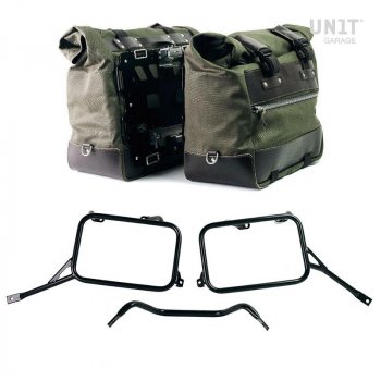 一对 Cult 帆布边包 40L - 50L + 一对铝板 + Triumph Bonneville T120 铝制边箱框架