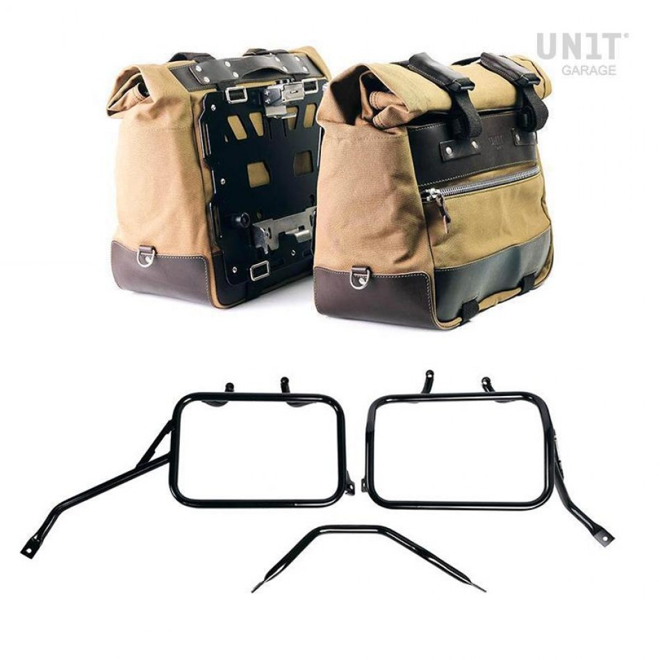 一对 Cult 帆布 40L - 50L 侧袋 + 一对铝板 + Triumph Speed 400 & Scrambler 400 X 铝制边箱框架