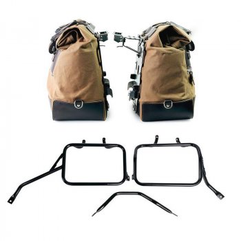 一对 Cult 帆布 40L - 50L 侧袋 + 一对铝板 + Triumph Speed 400 & Scrambler 400 X 铝制边箱框架
