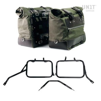 一对 Cult 帆布 40L - 50L 侧袋 + 一对铝板 + Triumph Tracker 400 铝制边箱框架
