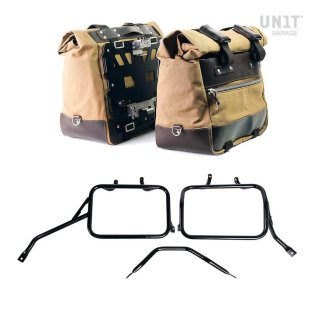 一对 Cult 帆布 40L - 50L 侧袋 + 一对铝板 + Triumph Tracker 400 铝制边箱框架