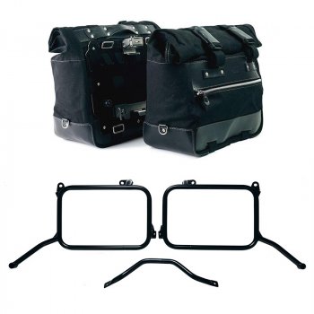 一对 Cult Canvas 40L - 50L 侧袋 + 一对铝板 + Royal Enfield Himalayan 450 原装排气管框架（2024 年起）