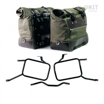 一对 Cult 帆布 40L - 50L 侧袋 + 一对铝板 + Triumph Street Scrambler 框架，适用于 Atlas 铝制驮包