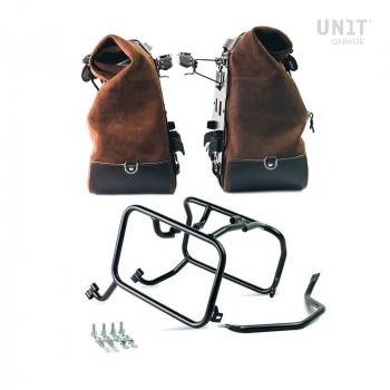 一对 Cult 侧袋，40 升 - 50 升二层皮革 + 铝板 + 用于 Atlas 铝袋的 KTM 框架