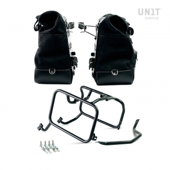 一对 Cult 侧袋，40 升 - 50 升二层皮革 + 铝板 + 用于 Atlas 铝袋的 KTM 框架