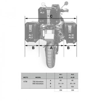 一对 Cult 侧袋，40 升 - 50 升二层皮革 + 铝板 + 用于 Atlas 铝袋的 KTM 框架