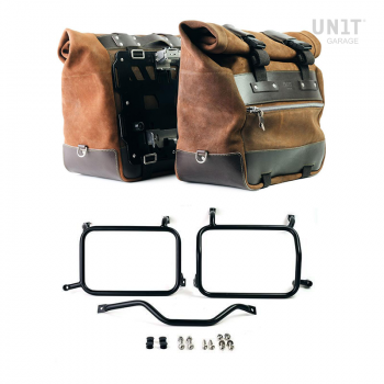 一对 Cult 侧袋，40 升 - 50 升二层皮革 + 铝板 + Atlas HD 泛美铝制行李架