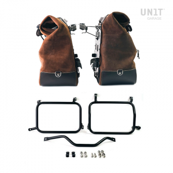 一对 Cult 侧袋，40 升 - 50 升二层皮革 + 铝板 + Atlas HD 泛美铝制行李架