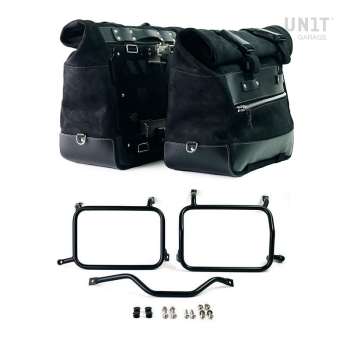 一对 Cult 侧袋，40 升 - 50 升二层皮革 + 铝板 + Atlas HD 泛美铝制行李架