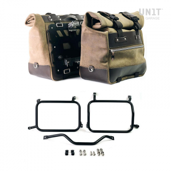 一对 Cult 侧袋，40 升 - 50 升二层皮革 + 铝板 + Atlas HD 泛美铝制行李架