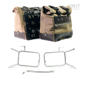 一对 Cult 侧袋，40 升 - 50 升二层皮革 + 铝板 + Atlas nineT铝制袋架