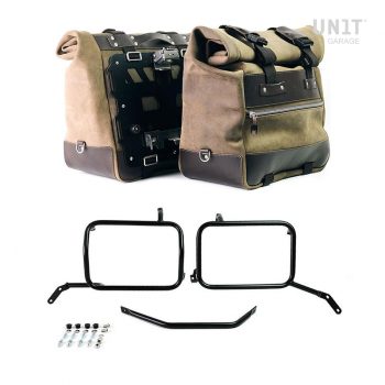 一对 Cult 侧袋，40 升 - 50 升二层皮革 + 铝板 + Moto Guzzi V85TT 黑色铝制包框