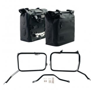 两个 Khali TPU 侧袋 35L - 45L + 一对铝板 + Triumph Scrambler 1200 X 车架（2025 年起）