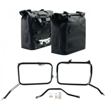 两个 Khali TPU 侧袋 35L - 45L + 一对铝板 + Triumph Scrambler 1200 X 车架（2025 年起）