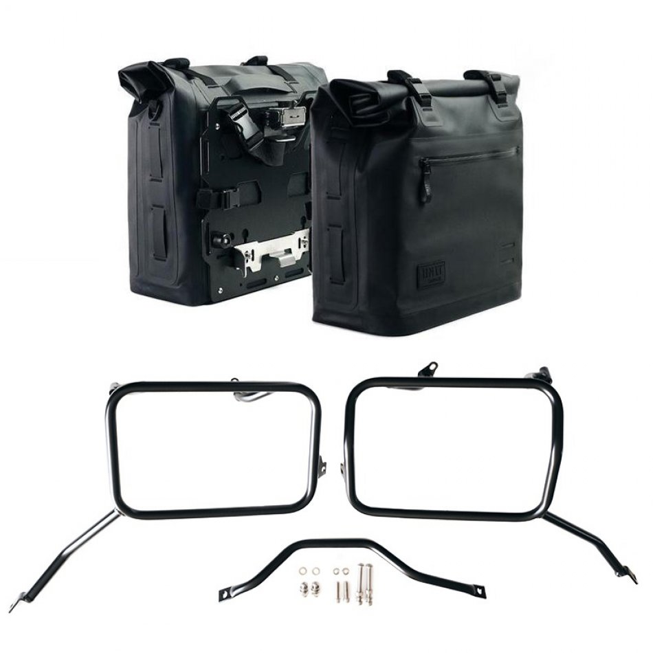 两个 Khali TPU 侧袋 35L - 45L + 一对铝板 + Triumph Scrambler 1200 X 车架（2025 年起）