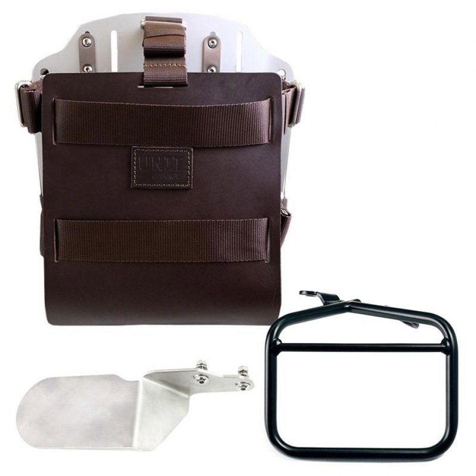 铝制包架，带可调节皮革正面、快速接头和右侧杜卡迪沙漠雪橇车架