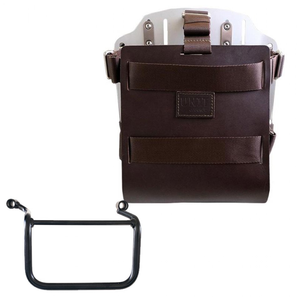 铝制袋架，带可调节皮革前部和快速接头 + 皇家恩菲尔德喜马拉雅 450（2024 年起）右车架